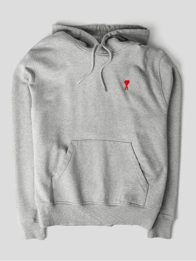 Heart Small Logo Hoodie Grey - AMI - BALAAN 2