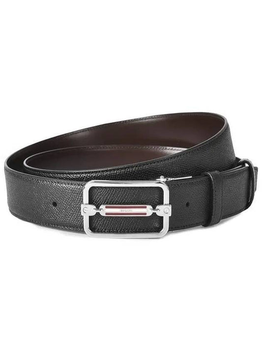 Men s Stiff 35mm Leather Belt Black Brown - BALLY - BALAAN 1