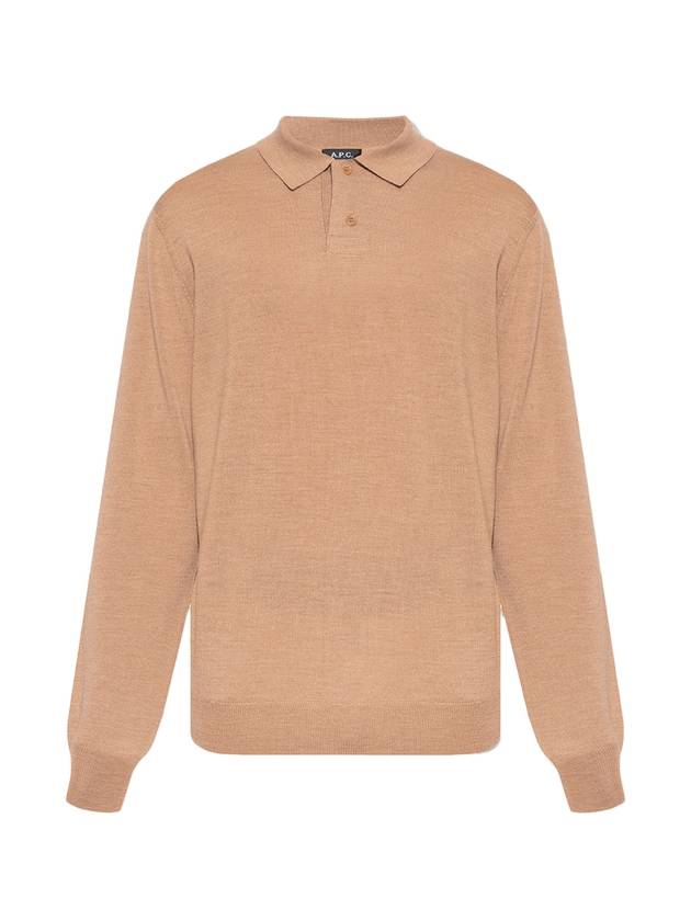 Men's Jerry Wool Long Sleeve Polo Shirt Beige - A.P.C. - BALAAN 1