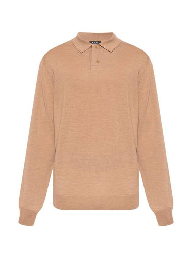 Men's Jerry Wool Long Sleeve Polo Shirt Beige - A.P.C. - BALAAN 1