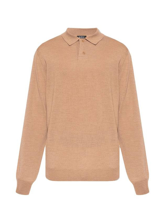 Men's Jerry Wool Long Sleeve Polo Shirt Beige - A.P.C. - BALAAN 1