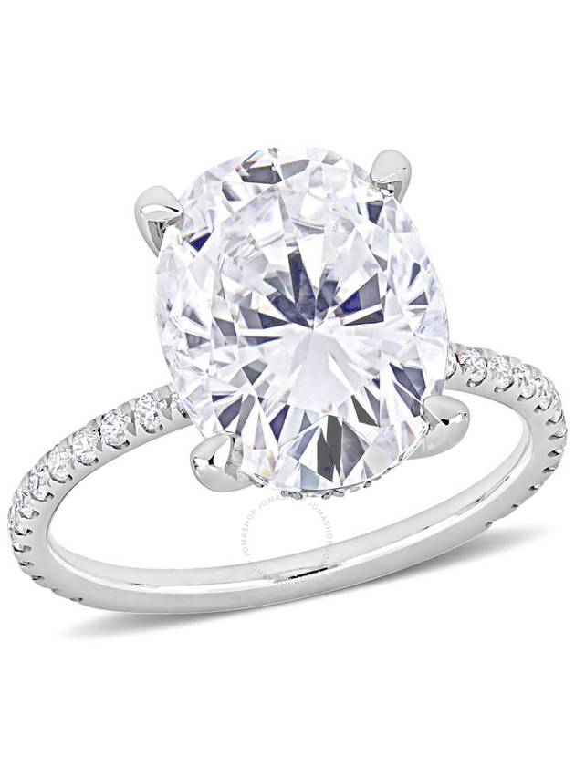 AMOUR 4 7/8 CT DEW Oval Created Moissanite Engagement Ring In 10K White Gold - AMOUR - BALAAN 1