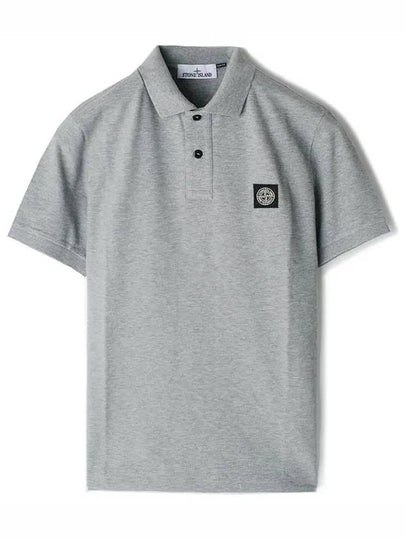 Organic Cotton Elastane Pique Polo Shirt Dust Grey Melange - STONE ISLAND - BALAAN 2