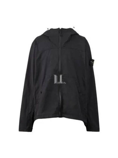 Supima Cotton Twill Stretch-TC Over Hooded Jacket Black - STONE ISLAND - BALAAN 2