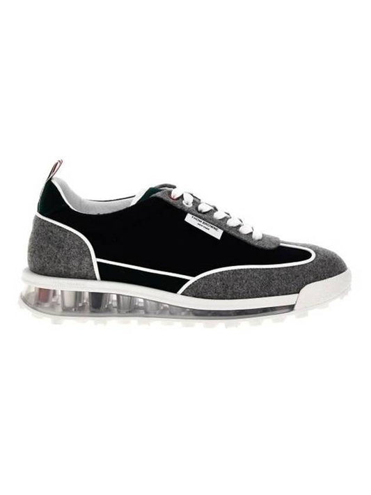 Melton Clear Sole Tech Runner Sneakers Navy Grey - THOM BROWNE - BALAAN 1