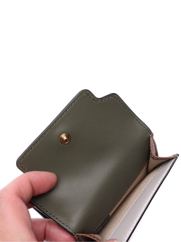 Saffiano Leather Tri-fold Half Wallet Green - MARNI - BALAAN 7