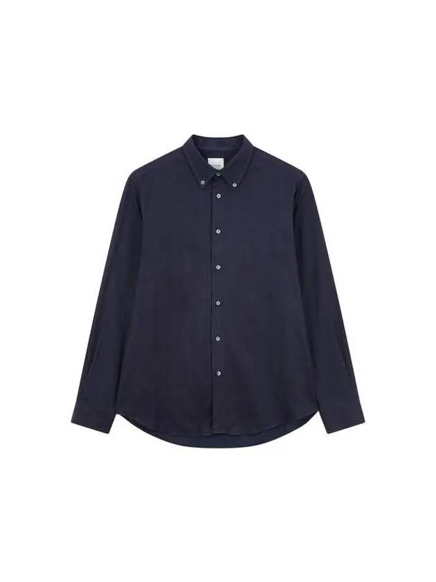 Herringbone pattern button down collar shirt dark navy 271730 - PAUL SMITH - BALAAN 1