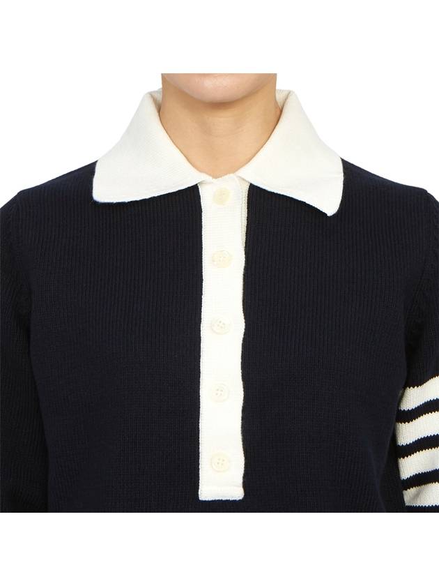 Cotton 4-Bar Hector Polo T- Shirt Navy - THOM BROWNE - BALAAN 6