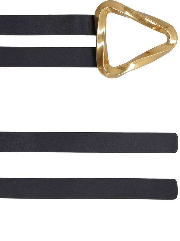 Triangle Buckle Grasp Leather Belt Black - BOTTEGA VENETA - BALAAN 4