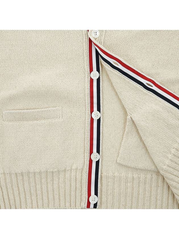 Reverse Jersey Stitch Donegal 4 Bar V Neck Cardigan White - THOM BROWNE - BALAAN 11