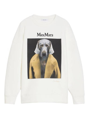 Embroidered Logo Crewneck Sweatshirt White - MAX MARA - BALAAN 1