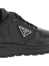 Triangle Logo Leather Low-Top Sneakers Black - PRADA - BALAAN 11