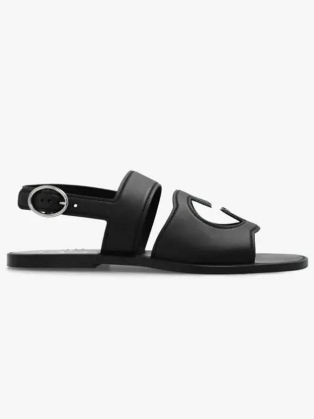 Men's Interlocking G Leather Sandals Black - GUCCI - BALAAN 2