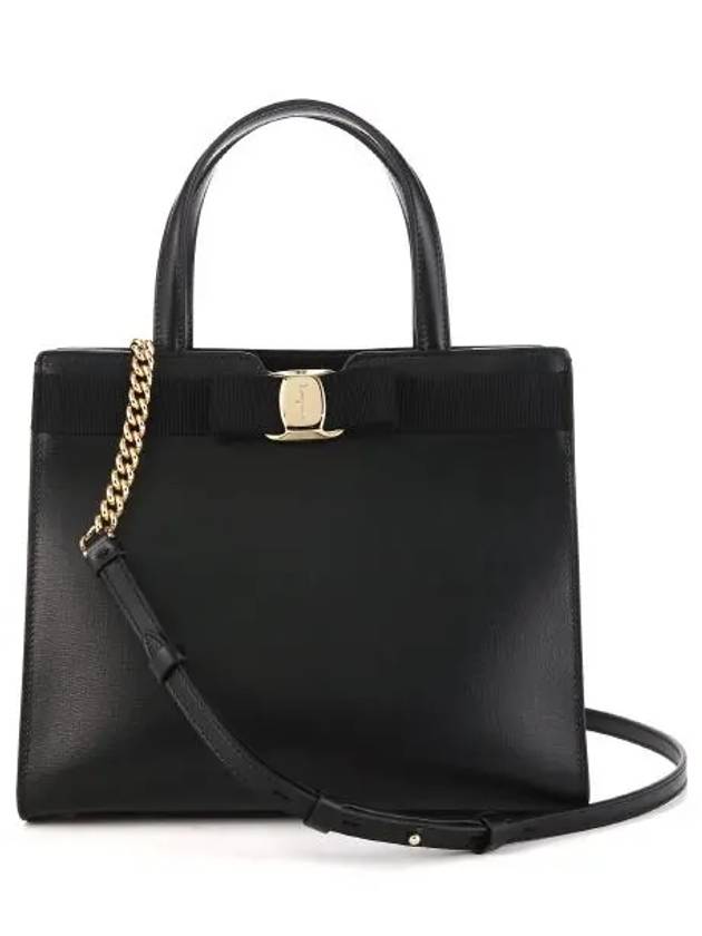 Vara Bow Top Handle Tote Bag Black - SALVATORE FERRAGAMO - BALAAN 2