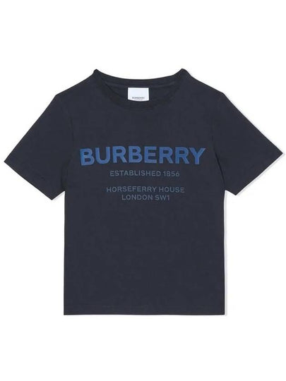 Kids Logo Print Short Sleeve T-Shirt Navy - BURBERRY - BALAAN 2