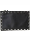 Rockstud Medium Clutch Bag Black - VALENTINO - BALAAN 1