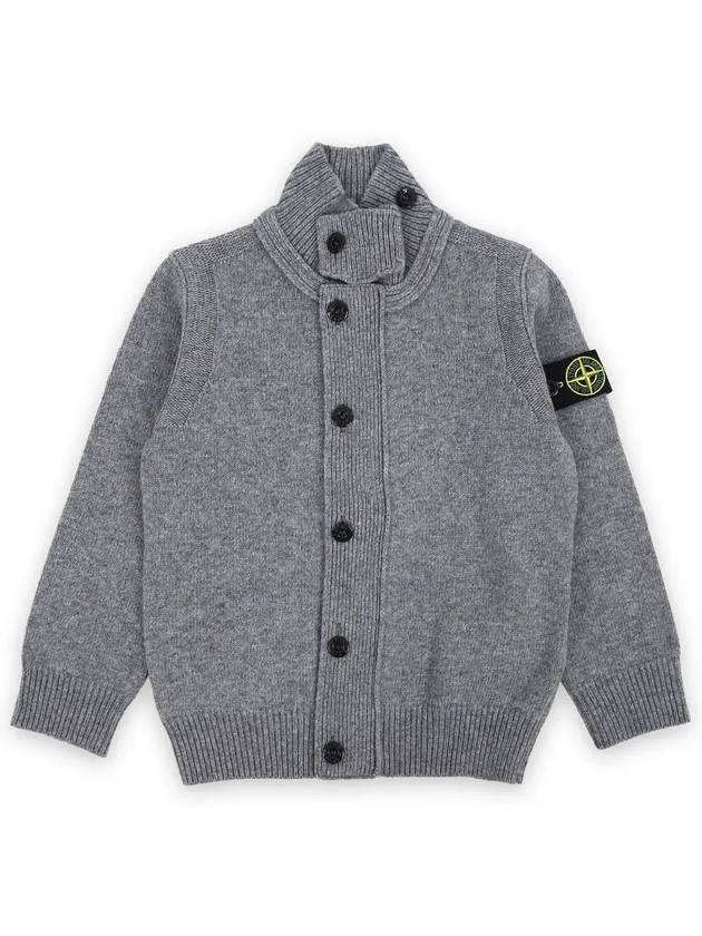 Stone Kids Waffen Patch Full Zip Up Knit Cardigan Dark Gray 8116503Z1 V0M67 - STONE ISLAND - BALAAN 3