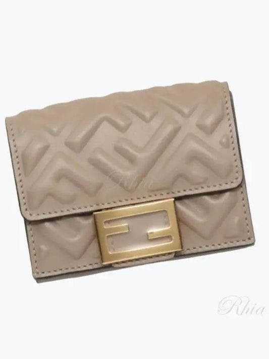 FF Baguette Flap Card Half Wallet Beige - FENDI - BALAAN 2