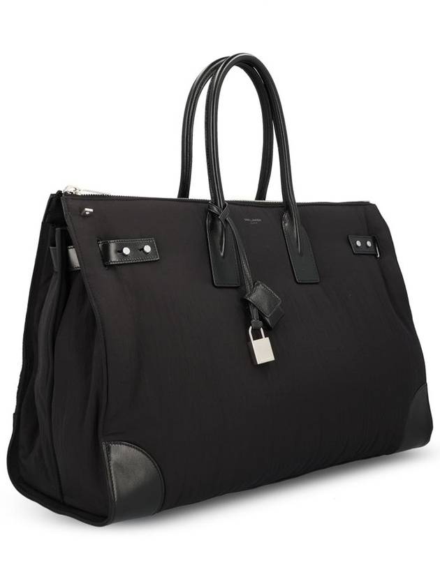 Sac De Jour 48H Nylon Leather Duffle Bag Black - SAINT LAURENT - BALAAN 4