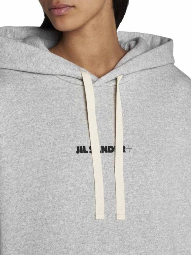 Logo Print Cotton Hoodie Grey - JIL SANDER - BALAAN 6