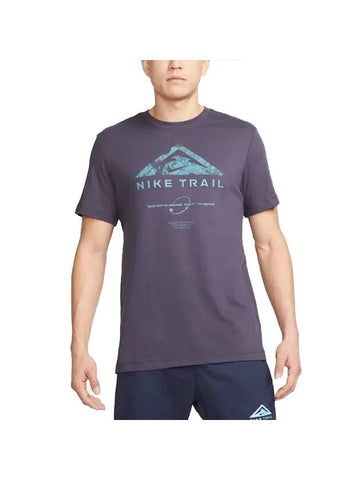 Men's Dry Fit Run Trail Short Sleeve T-Shirt Grey - NIKE - BALAAN 1