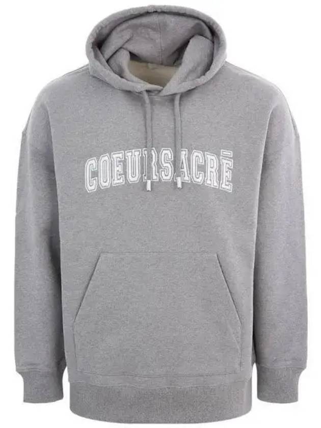 Coeur Sacre Embroidered Lettering Logo Hoodie Grey - AMI - BALAAN 2