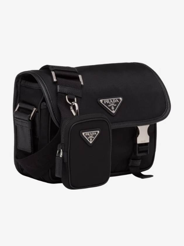 Triangle Logo Re-Nylon Saffiano Leather Cross Bag Black - PRADA - BALAAN 3