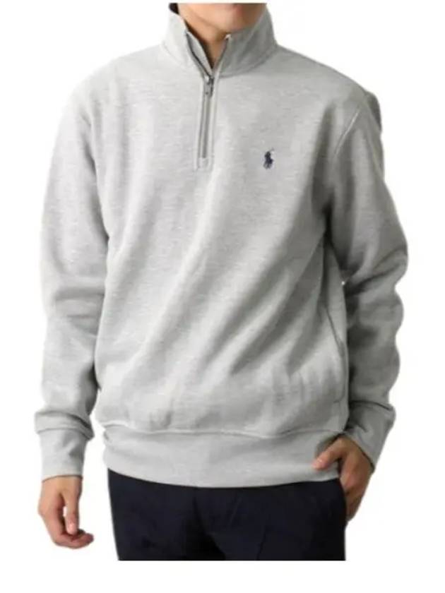 Embroidery Zipper High Neck Fleece Sweatshirt Grey - POLO RALPH LAUREN - BALAAN 2