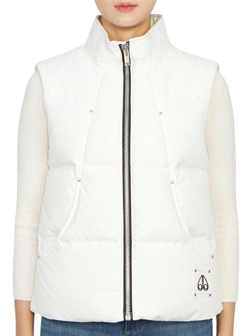 Women's Logo Patch Zipper Padded Vest White - MOOSE KNUCKLES - BALAAN 1