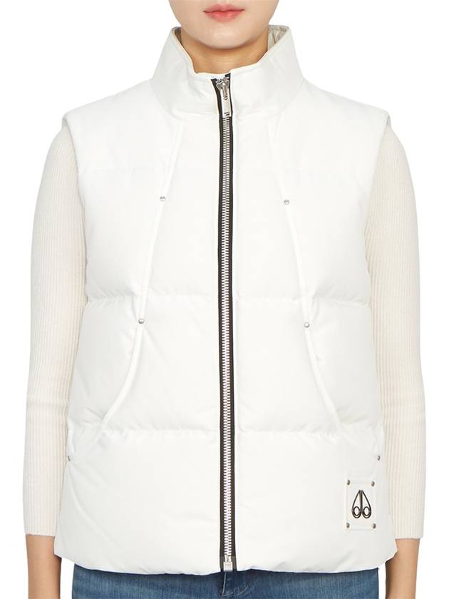 Women's Logo Patch Zipper Padded Vest White - MOOSE KNUCKLES - BALAAN 4