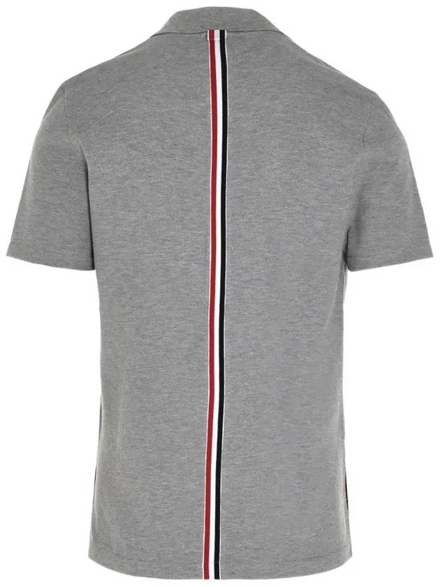 Men's Cotton Pique Center Bag Striped Short Sleeve Polo Shirt Grey - THOM BROWNE - BALAAN 3