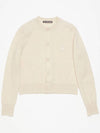 Face Logo Wool Cardigan Oatmeal Women s - ACNE STUDIOS - BALAAN 3