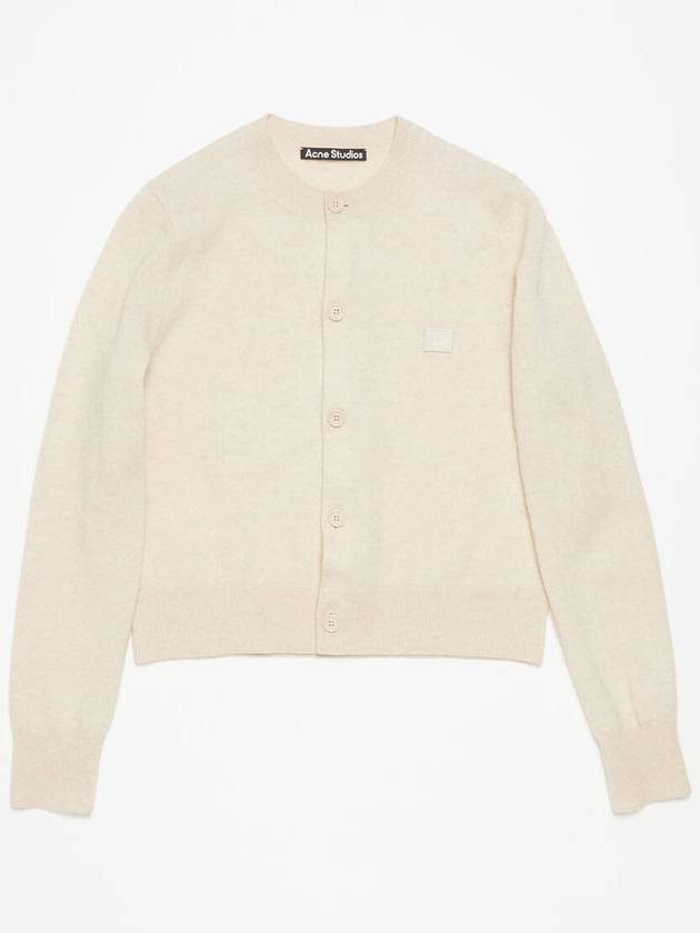 Face Logo Wool Cardigan Oatmeal Women s - ACNE STUDIOS - BALAAN 3