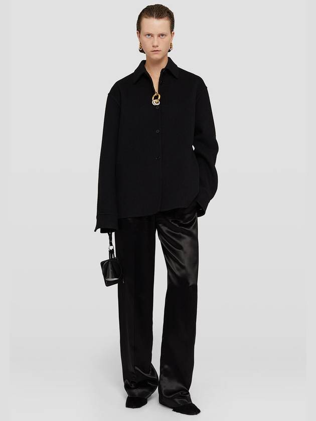 Women's Wool Shirt Jacket Black - JIL SANDER - BALAAN 3