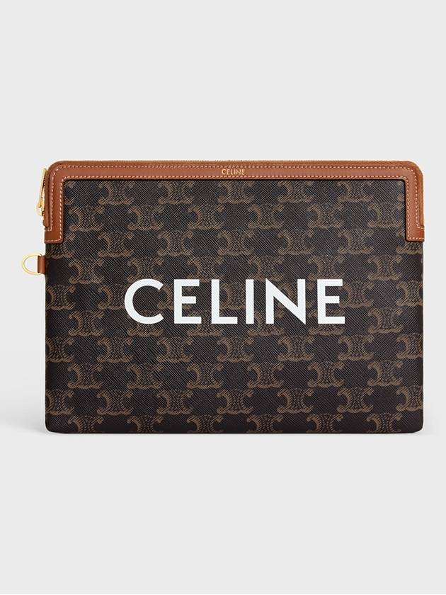 Small Pouch With Strap Signature In Triomphe Canvas With  Print Tan - CELINE - BALAAN 3