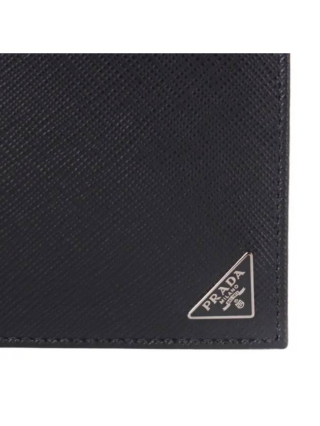 Triangle Logo Saffiano Half Wallet Black - PRADA - BALAAN 3