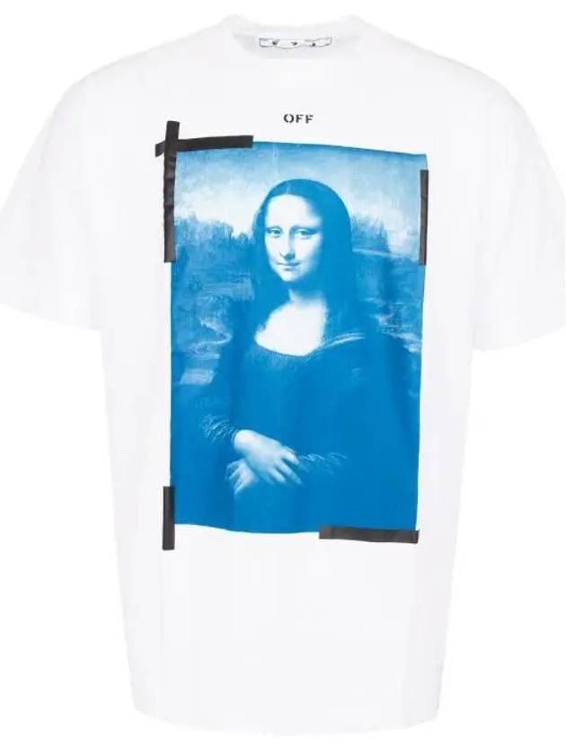 Mona Lisa Print Round Short Sleeve T-Shirt - OFF WHITE - BALAAN.