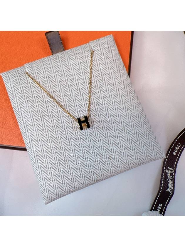 Mini Pop H Pendant Necklace Gold Noir - HERMES - BALAAN 9