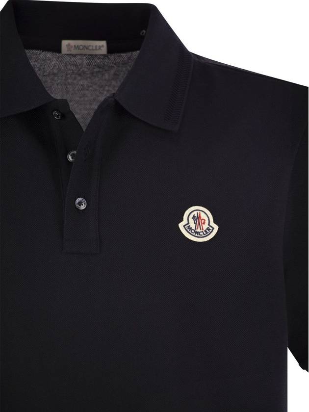 Logo Patch Short Sleeve Polo Shirt Navy - MONCLER - BALAAN 5