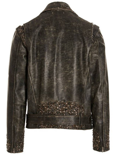 Golden Goose Distressed Leather Biker Jacket - GOLDEN GOOSE - BALAAN 2