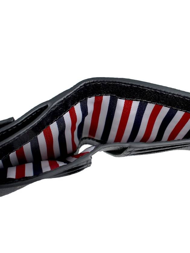 RWB Stripe Pebble Leather Tri-fold Half Wallet Black - THOM BROWNE - BALAAN 9