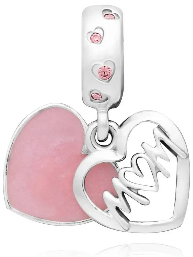 Mom Script Heart Dangle Charm Silver Pink - PANDORA - BALAAN 4