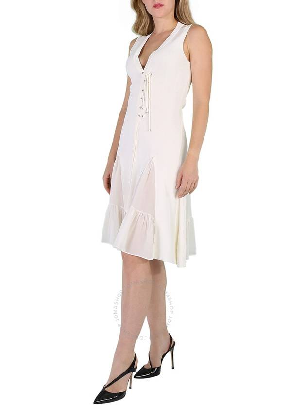 Roberto Cavalli Ladies Natural White Viscose And Silk V-Neck Dress, Brand Size 40 (US Size 6) - ROBERTO CAVALLI - BALAAN 3