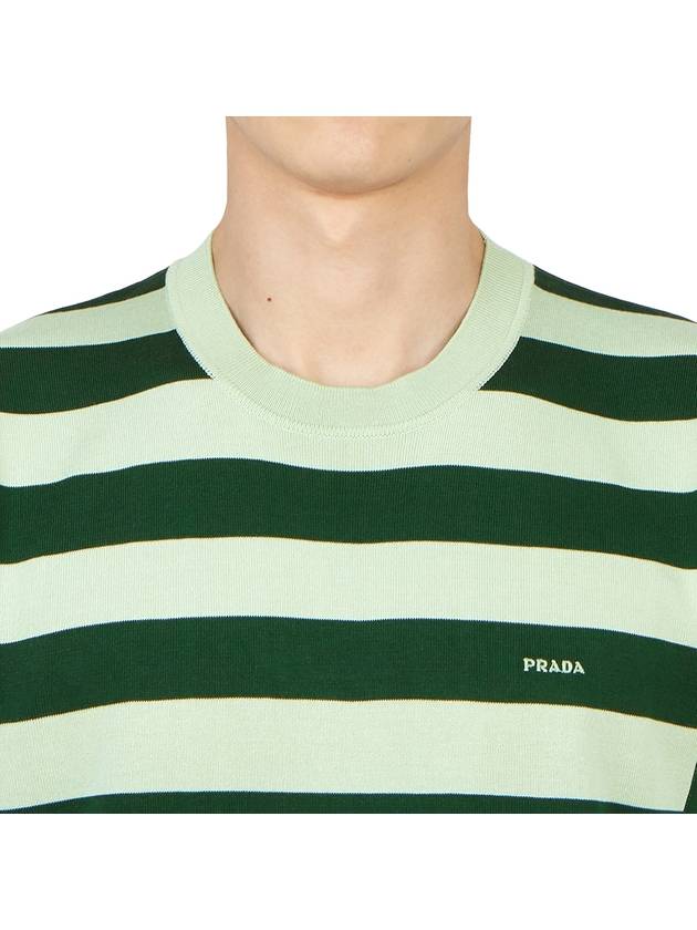 Crewneck Silk Cotton Knit Top Green Emerald - PRADA - BALAAN 7