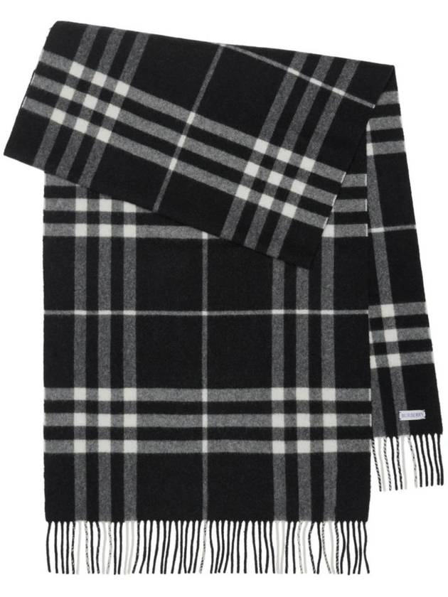 Check Wide Cashmere Scarf Black - BURBERRY - BALAAN 1