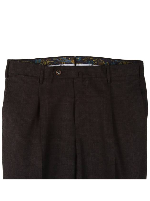 Virgin wool check pleated brown pants - PT TORINO - BALAAN 3