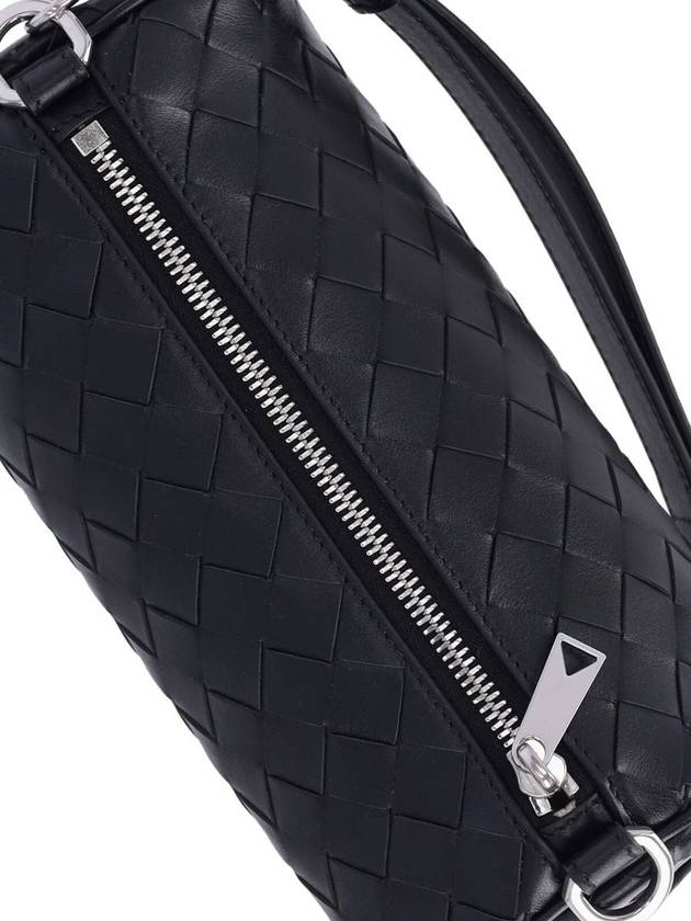 Intrecciato Barrel Leather Cross Bag Black - BOTTEGA VENETA - BALAAN 4