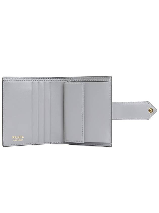 Small Smooth Saffiano Leather Half Wallet Grey - PRADA - BALAAN 6