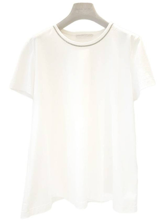 Women's Wool Monili ALine Short Sleeve TShirt White JED273W134D323 0000 - FABIANA FILIPPI - BALAAN 2