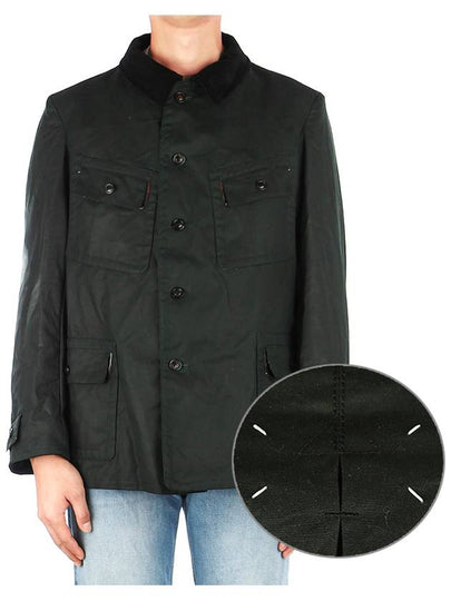 Men's Waxed Cotton Jacket Dark Green - MAISON MARGIELA - BALAAN 2